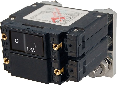 Blue Sea 7475 Flat Rocker Circuit Breaker LC2 150 Amps